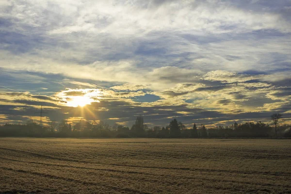 Vista Panorâmica Campo Árvores Outono Augsburg — Fotografia de Stock