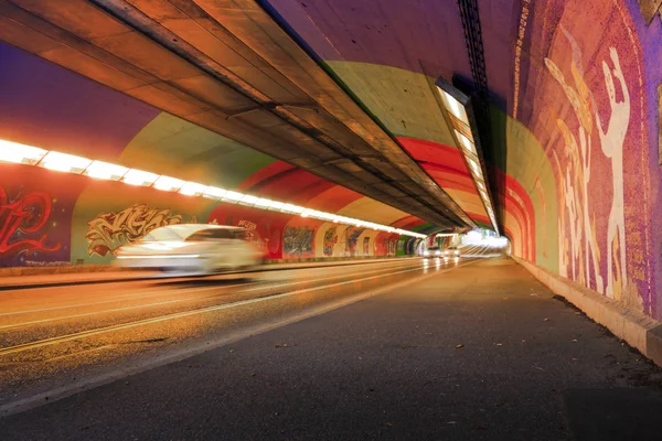 car tunnel, blurred motion