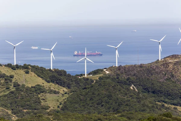 直布罗陀附近西班牙海岸的风力涡轮机 — 图库照片