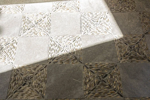 Pavimento Mosaico Ciottoli Pavimenti Messa Fuoco Selettiva — Foto Stock