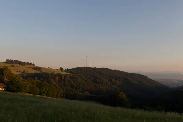 Panorama Bei Sonnenuntergang Von Den Bergen Des Schwarzwaldes Bei Gersbach — Stockfoto