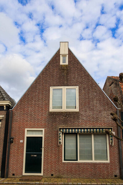 Gable end of a clinker brick house  in the town of Edam in the Netherlands, 27 March 2024