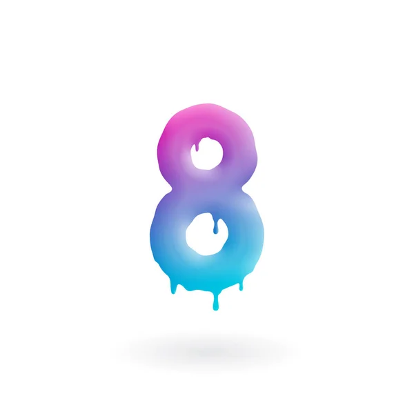 Logo número 8. Pintura de color ocho icono con gotas. Símbolo líquido goteando. Arte aislado concepto vector . — Vector de stock