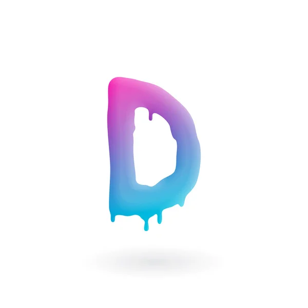 Bokstaven D logotyp. Färgade måla karaktär med droppar. Droppande flytande symbol. Isolerade konst begreppet vektor. — Stock vektor