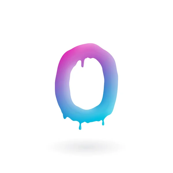 Letter O-logo. Gekleurde verf karakter met druppels. Druipend van vloeibare symbool. Geïsoleerde kunst concept vector. — Stockvector