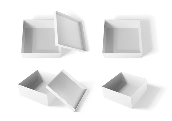 Whirte Paper Box Mockup Realistic Empty Open Box Vector Illustration — Stock Vector