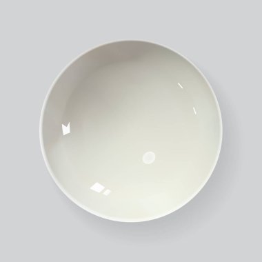 Boş beyaz çorba tabağı. Üstten Görünüm gerçekçi kase vektör.