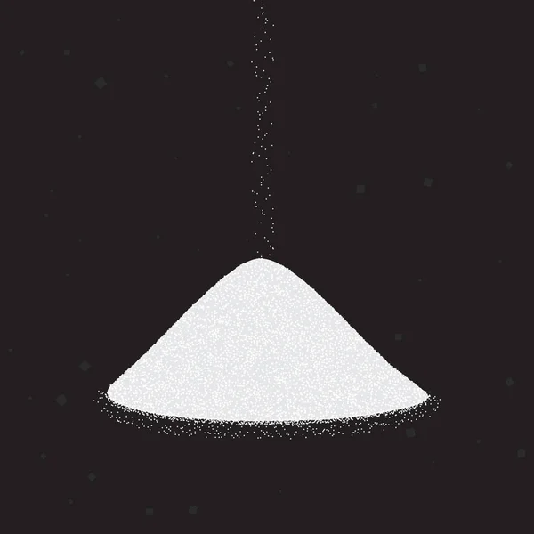 Zucker oder Salzhaufen. Vektor-Illustration auf schwarzem Hintergrund. — Stockvektor