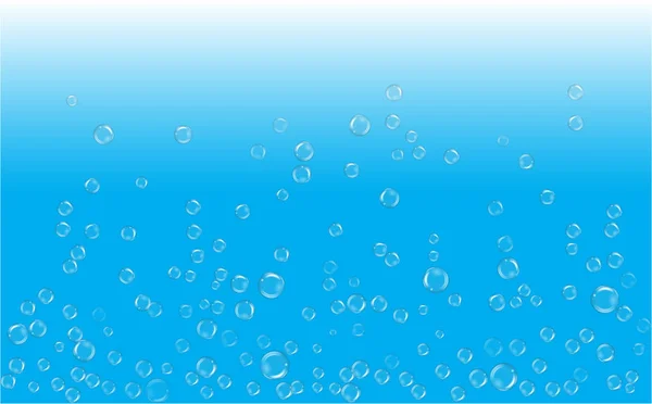 Burbujas de aire subacuáticas. Fizzy brilla en agua o champán. Concepto de bebida efervescente fresca. Ilustración vectorial . — Vector de stock