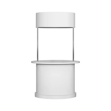 Elips promosyon sayacı mockup. İzole vektör perakende ticaret stand.