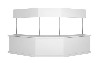 Uzun promosyon sayacı mockup. İzole vektör perakende ticaret stand.