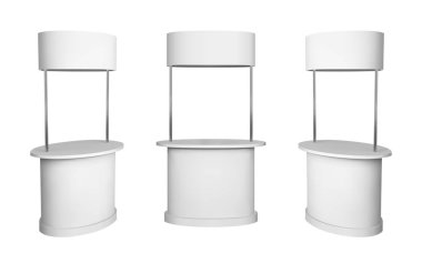 Promosyon sayacı mockup. İzole vektör perakende ticaret stand.