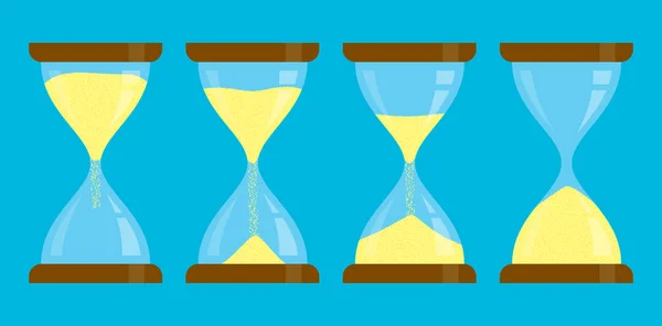 Flat hourglass set. Vector sand watch illustration. — Stock Vector