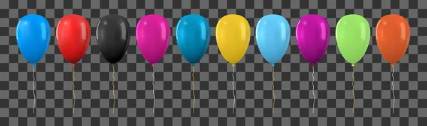 Gekleurde realistische glanzende helium ballon set. Geïsoleerde vectorillustratie. — Stockvector
