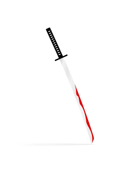 Japan samurai zwaard. Platte vectorillustratie van bloedige katana. — Stockvector