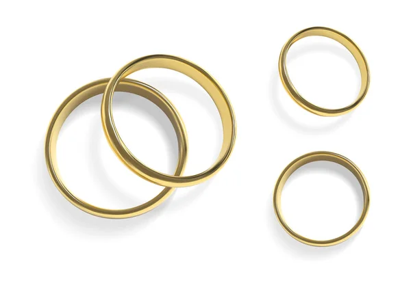 Anéis de casamento dourados realistas. Ilustração vetorial isolada . — Vetor de Stock