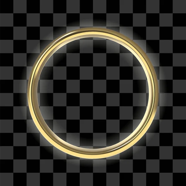 Роскошное золотое кольцо на прозрачном фоне. Вид спереди на векторную рамку со светом . — стоковый вектор