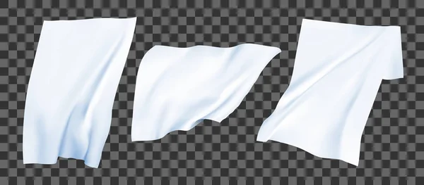 Beyaz bedsheets rüzgarda. Gerçekçi vektör set.