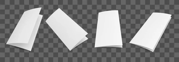 Boş bi kat kağıt broşür mockup. Saydam arka plan afiş tasarım şablonu. Vektör çizim set.