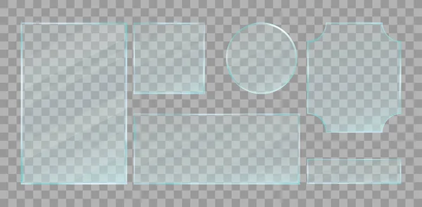 Plaques de verre transparentes vertes réalistes. Éléments vectoriels . — Image vectorielle