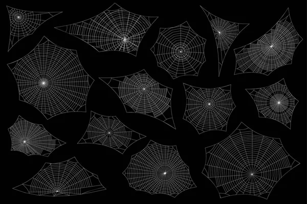 Spinnennetzsatz. Spinnweben-Illustration für das Halloween-Design. Vektorhintergrund. — Stockvektor