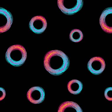 Renkli halkalar ve daireler ile soyut dikişsiz desen. Vektör arka planı.