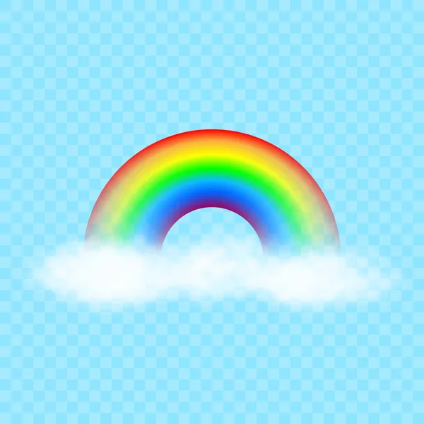 Karikatur bunter Regenbogen auf weißen Wolken. Vektorillustration. — Stockvektor