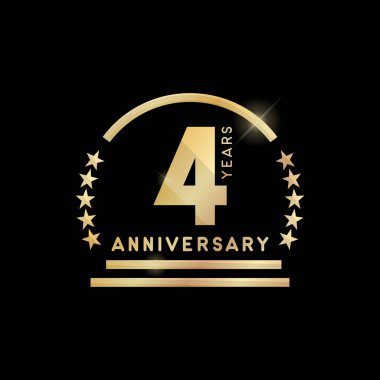 4. yıl yıldönümü altın amblem. Vektör simgesi.
