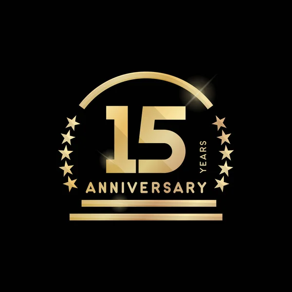 15e anniversaire emblème d'or. Icône vectorielle . — Image vectorielle