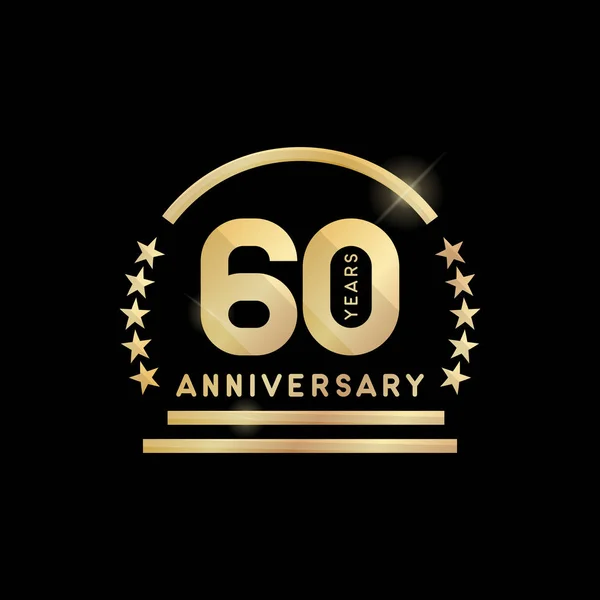 60e anniversaire emblème d'or. Icône vectorielle . — Image vectorielle