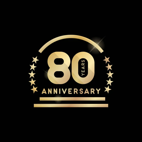 80e anniversaire de l'emblème d'or. Icône vectorielle . — Image vectorielle