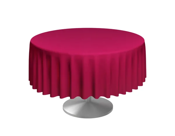 Mesa redonda realista com toalha de mesa dobrada vermelha. Modelo de vetor . —  Vetores de Stock