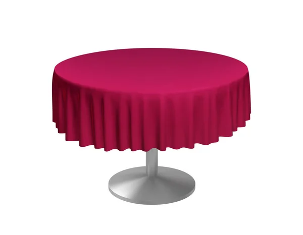 Mesa redonda realista con mantel doblado rojo. Plantilla vectorial . — Vector de stock
