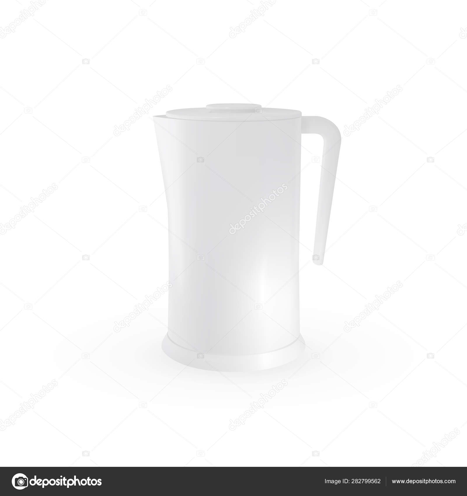 Download White Realistic Electric Kettle Mockup Modern Plastic Teapot Template Vector Illustration Stock Vector C Vi73 282799562 PSD Mockup Templates