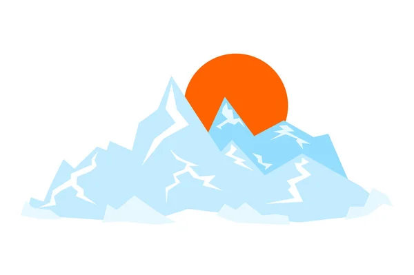 Platt isberg och solnedgång. Vektor illustration. — Stock vektor
