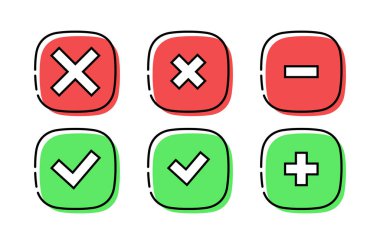 Modern correct and incorrect icons. True and false signs. Vector set. clipart