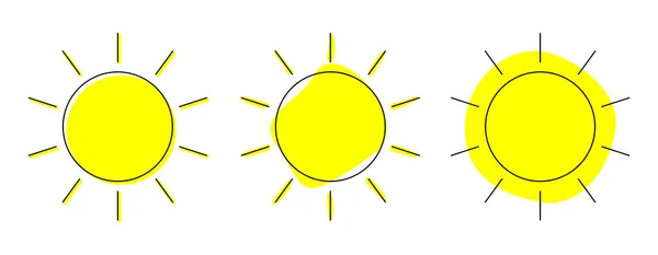 Modern sun icons set. Outline vector illustration. — Stock Vector