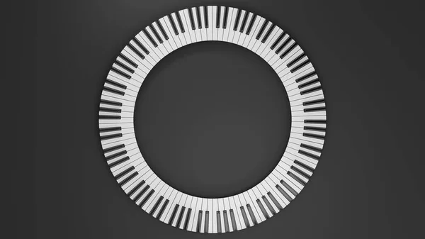 Clavier rond pour piano à queue. Conception abstraite pour bannières ou affiches musicales. Image de rendu 3D. — Photo