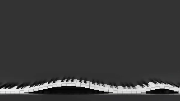 Faliste tło klawiatury fortepianu. Abstrakcyjny projekt dla banerów muzycznych. Obraz renderowania 3D. — Zdjęcie stockowe