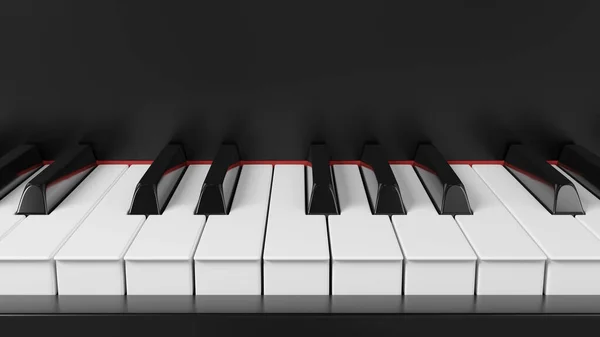 Teclado de piano de cola vista frontal. Antecedentes para eventos musicales banners. Imagen de renderizado 3D . —  Fotos de Stock