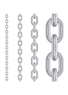 Metal paslanmaz çelik zincir. Fırçalar ve tasarım için gerçekçi gümüş zincir..