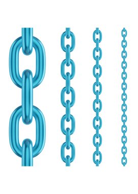 Metal paslanmaz çelik zincir. Fırçalar ve tasarım için gerçekçi mavi zincir..