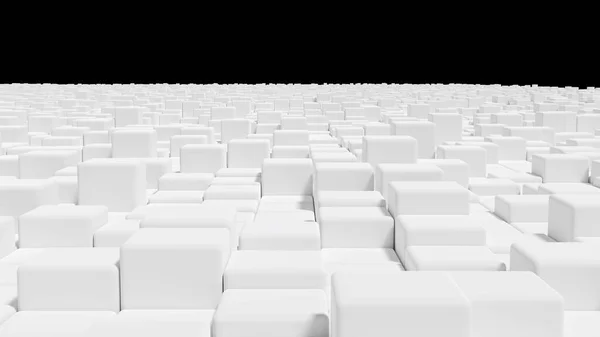 Fondo de cubos blancos abstractos. Concepto minimalista de ciudad. Imagen de renderizado 3D. —  Fotos de Stock