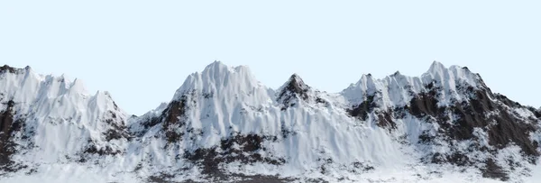 Montañas nevadas panorámicas cordillera paisaje. Imagen 3D aislada renderizada. —  Fotos de Stock