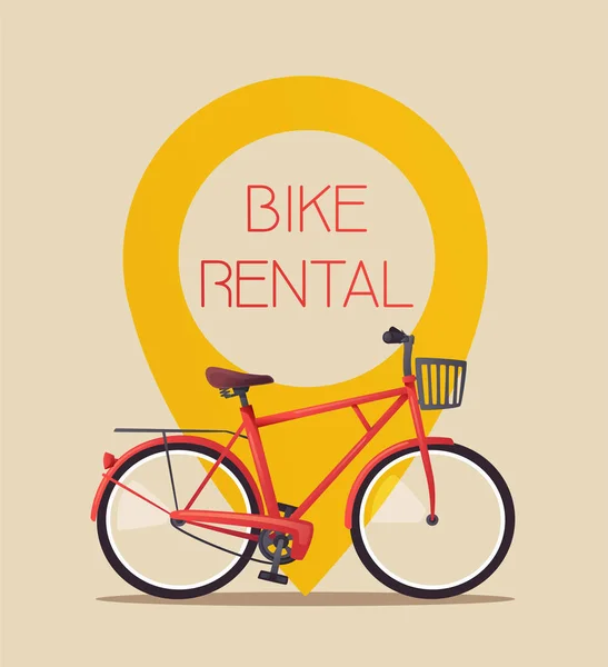 Aluguel de bicicletas. Sinal de bicicleta para web ou impressão. Desenhos animados ilustração vetorial — Vetor de Stock
