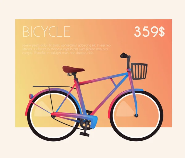 판매 또는 임대를 위한 자전거입니다. 웹 또는 인쇄에 대 한 자전거 기호입니다. 만화 벡터 일러스트 레이 션 — 스톡 벡터
