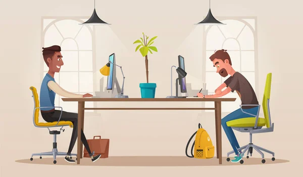 Funny business characters working. Dibujos animados vector ilustración — Vector de stock