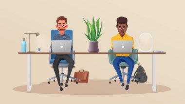 Komik iş çalışma karakter. Çizgi film vektör çizim