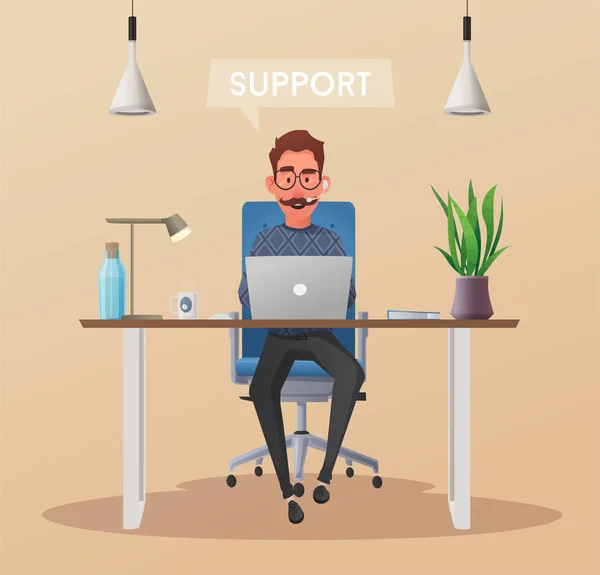 Online-support. 24 timmar. Tecknade vektorillustration — Stock vektor