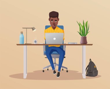 Komik iş karakter çalışma. Çizgi film vektör çizim